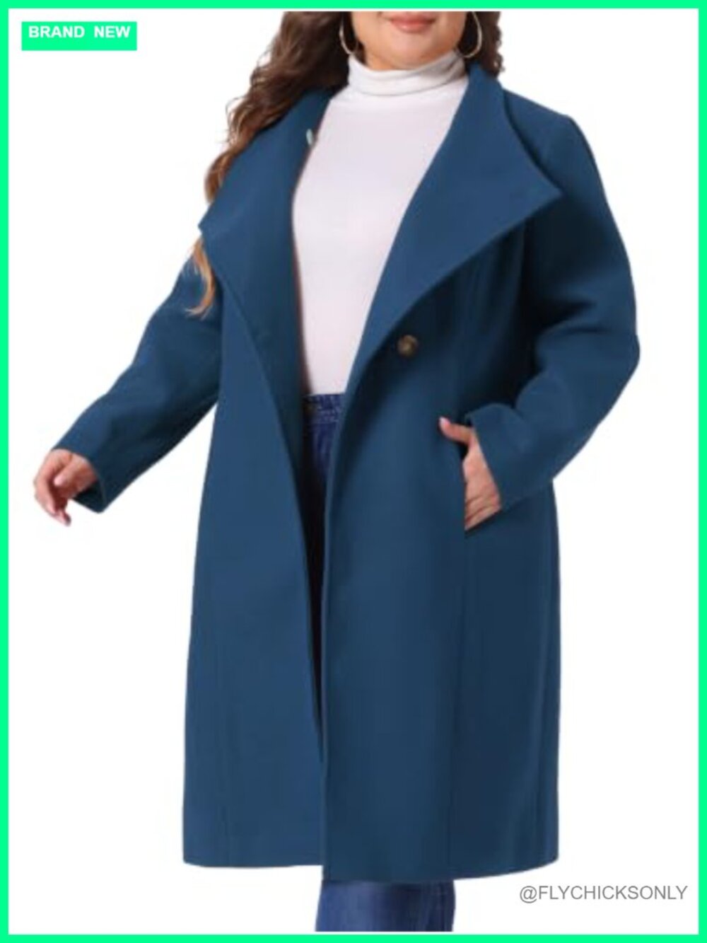 Women Plus Size Peacoat Stand Collar Overcoat Long Trench Coat